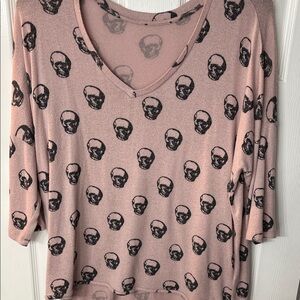 Torrid Women's Pink Skull Print V-Neck Top
